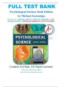 TEST BANK PSYCHOLOGICAL SCIENCE 6TH EDITION BY MICHAEL S. GAZZANIGA | Complete Guide A+