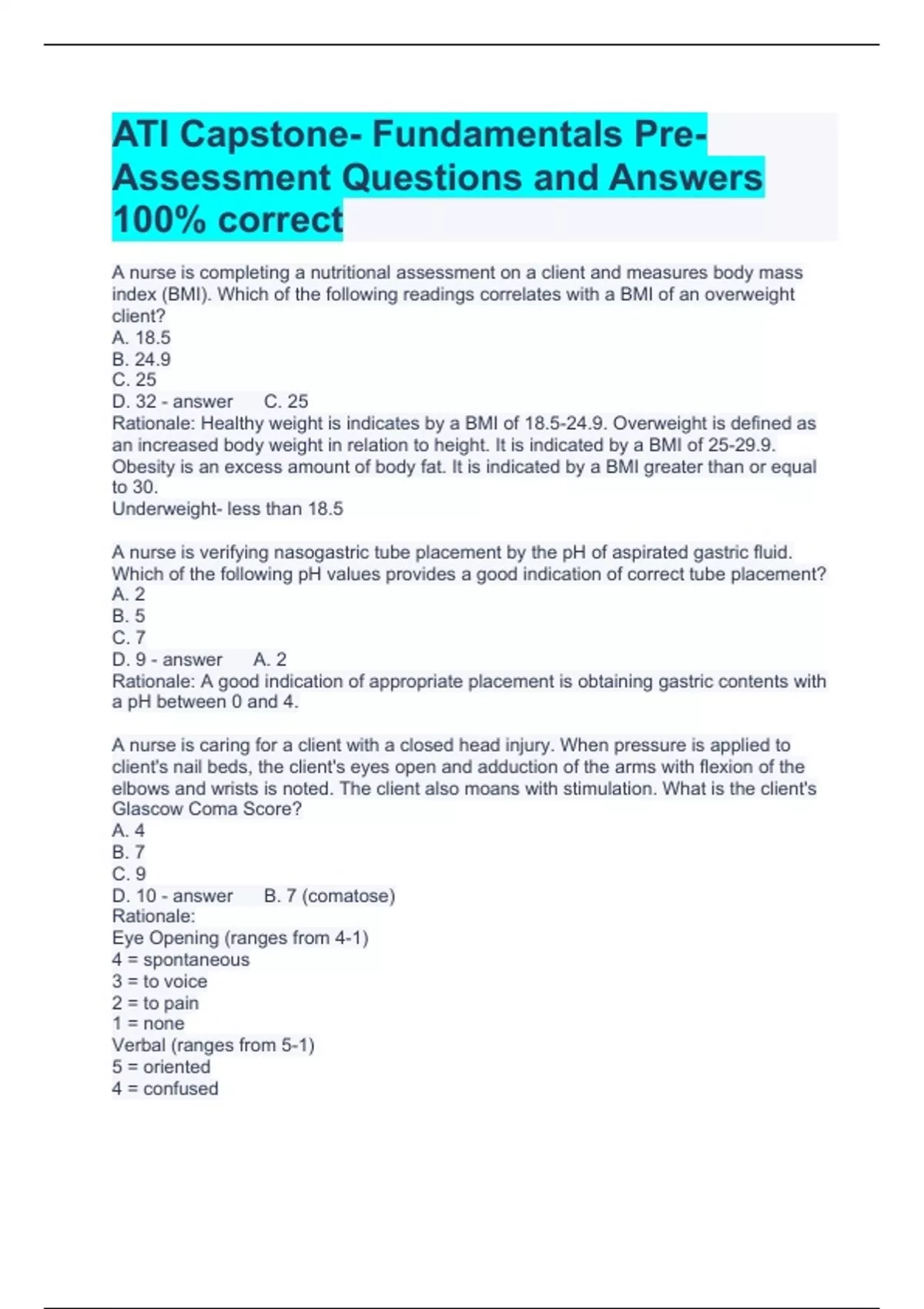 post assessment assignment ati capstone fundamentals