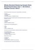 Milady Standard Barbering Sample State Board Examination Test 1 - 6th Edition Verified Correct 100%!!	`