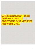 IAHSS Supervisor - Third Addition EXAM 114 QUESTIONS AND VERIFIED ANSWERS 2023.