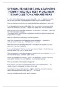 OFFICIAL TENNESSEE DMV LEARNER'S PERMIT PRACTICE TEST #1 2023 NEW EXAM QUESTIONS AND ANSWERS