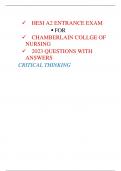 HESI A2 ENTRANCE EXAM  2023 QUESTIONS WITH  ANSWERS CRITICAL THINKING