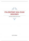 PHLEBOTOMY NHA EXAM - 2022/2023 QUESTIONS & ANSWERS 98% ACCURATE LATEST VERSION