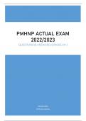 PMHNP ACTUAL EXAM - 2022/2023 QUESTIONS & ANSWERS (GRADED A+) SOLVED 100% UPDATED VERSION