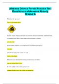 Alabama Drivers Permit Practice Test Questions and Answers Already Graded A