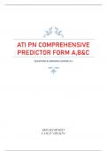 ATI PN COMPREHENSIVE PREDICTOR FORM A,B&C QUESTIONS & ANSWERS (SCORED A+