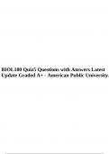 BIOL 180 Quiz 5 Questions with Answers Latest Update Graded A+ - American Public University.