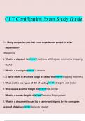 CLT Certification Exam Study Guide. questions verified with 100% correct answers