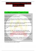 Certified Lactation Course Exam (100% Correct)