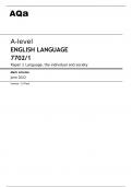 aqa A-level ENGLISH LANGUAGE 7702/1 Paper 1	Language, the individual and society Mark scheme for June 2022 Version: 1.0 Final