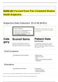 NURS 201 Focused Exam Pain Completed Shadow Health Subjective