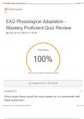 EAQ Physiological Adaptation - Mastery Proficient Quiz Review