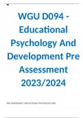 WGU D094 - educational psychology and development Pre Assessment 2023/2024