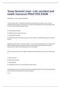 Texas General Lines - Life, accident and health insurance PRACTICE EXAM 2023
