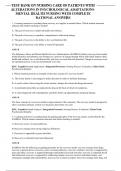 TEST BANK ON NURSING CARE OF PATIENTS WITH ALTERATIONS IN PSYCHOLOGICAL ADAPTATIONS-MENTAL HEALTH NURSING WITH COMPLETE RATIONAL ANSWERS