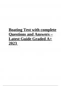 Boating Test with complete Questions and Answers – Latest Guide Graded A+ 2023 