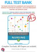 Test Bank For Effective Leadership and Management in Nursing 9th Edition By Eleanor J. Sullivan 9780134153117 Chapter 1-28 Complete Guide .