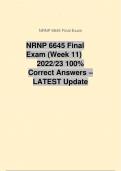 NRNP 6645 Exam (Week 11) 2022 100% Correct 