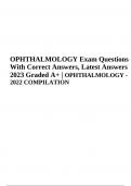 OPHTHALMOLOGY Exam 2023 - Questions With Correct Answers | Latest Answers Graded A+ | OPHTHALMOLOGY - 2023 COMPILATION