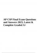 AP CSP Final Exam - Questions and Answers 2023, Latest & Complete Rated A+