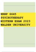 NRNP 6645 Psychotherapy with multiple modalities midterm exam week 6 Questions and ANSWERS 2023