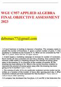 WGU C957 APPLIED ALGEBRA FINAL OBJECTIVE ASSESSMENT 2023