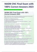 Exam NASM CNC Final Exam with 100% Correct Answers 2023