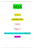 AQA A-level CHEMISTRY 7405/3 Paper 3 Question Paper + Mark scheme [MERGED] June 2022