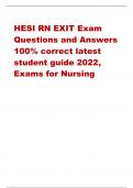 HESI RN EXIT Exam- Questions and Answers -2022, Exams for Nursing