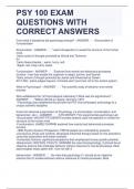 PSY 100 EXAM QUESTIONS WITH CORRECT ANSWERS