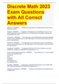 Discrete Math 2023 Exam Questions with All Correct Answers 