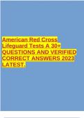 American Red Cross Lifeguard Tests A 30+ QUESTIONS AND VERIFIED CORRECT ANSWERS 2023 LATEST.