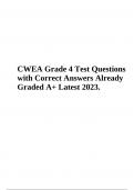 CWEA Grade 4 Test Questions with Correct Answers Already Graded A+ Latest 2023.