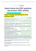  Exam Liquor license test 2023 questions and answers 100% verified  Real exam 2023/2024 update  Liquor license test,Questions And Answers 2023