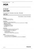 AQA A-level HISTORY Component 2G  JUNE 2022 QUESTION PAPER- The Birth of the USA, 1760–1801