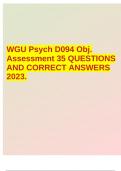 WGU Psych D094 Obj. Assessment 35 QUESTIONS AND CORRECT ANSWERS 2023.