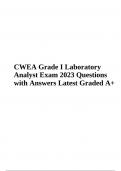 CWEA Grade I Laboratory Analyst Exam 2023 | Questions and Answers Latest Graded A+.