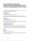 RHIT EXAM PREP PRACTICE QUESTIONS AND ANSWERS 2023 (Data Analysis and Management) 100% Correct. 