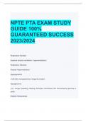 NPTE PTA EXAM STUDY GUIDE 100%  GUARANTEED SUCCESS  2023/2024