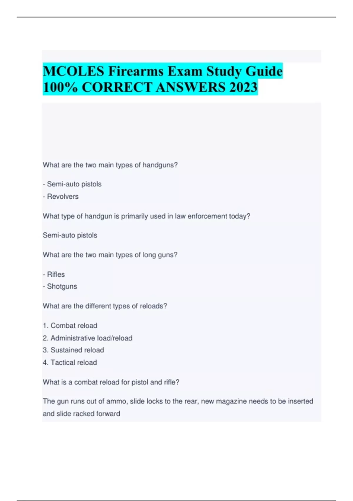 MCOLES Firearms Exam Study Guide 100 CORRECT ANSWERS 2023 MCOLES   64624bc9aec90 2751834 1200 1700.webp