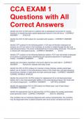 CCA EXAM 1 Questions with All Correct Answers 