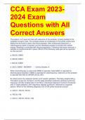 CCA Exam 2023-2024 Exam Questions with All Correct Answers  