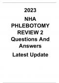 2023 NHA PHLEBOTOMY REVIEW 2 Questions And Answers Latest Update