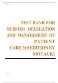 TEST BANK FOR NURSING DELEGATION AND MANAGEMENT OF PATIENT CARE 3RD EDITION BY MOTACKI