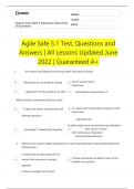 Agile Safe 5.1 Test, Questions and Answers All Lessons Updated June 2023 Guaranteed A