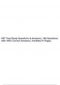 UST Test Study Questions & Answers | 160 Questions with 100% Correct Answers | Verified| 41 Pages. 