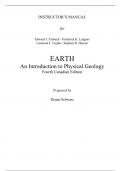 Earth, An Introduction to Physical Geology 4th Canadian Edition By Edward Tarbuck, Frederick Lutgens, Cameron Tsujita, Stephen Hicock (Solution Manaul)