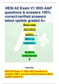  HESI A2 Exam V1 With A&P questions & answers 100% correct/verified answers latest update graded A+