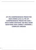 ATI PN COMPREHENSIVE PREDICTOR  2020 (FORM A,B & C)/ PN ATI  COMPREHENSIVE PREDICTOR 2020 /  EACH FORM CONTAINS 180 REAL EXAM  QUESTIONS AND CORRECT ANSWERS |  COMPLETE VERSION