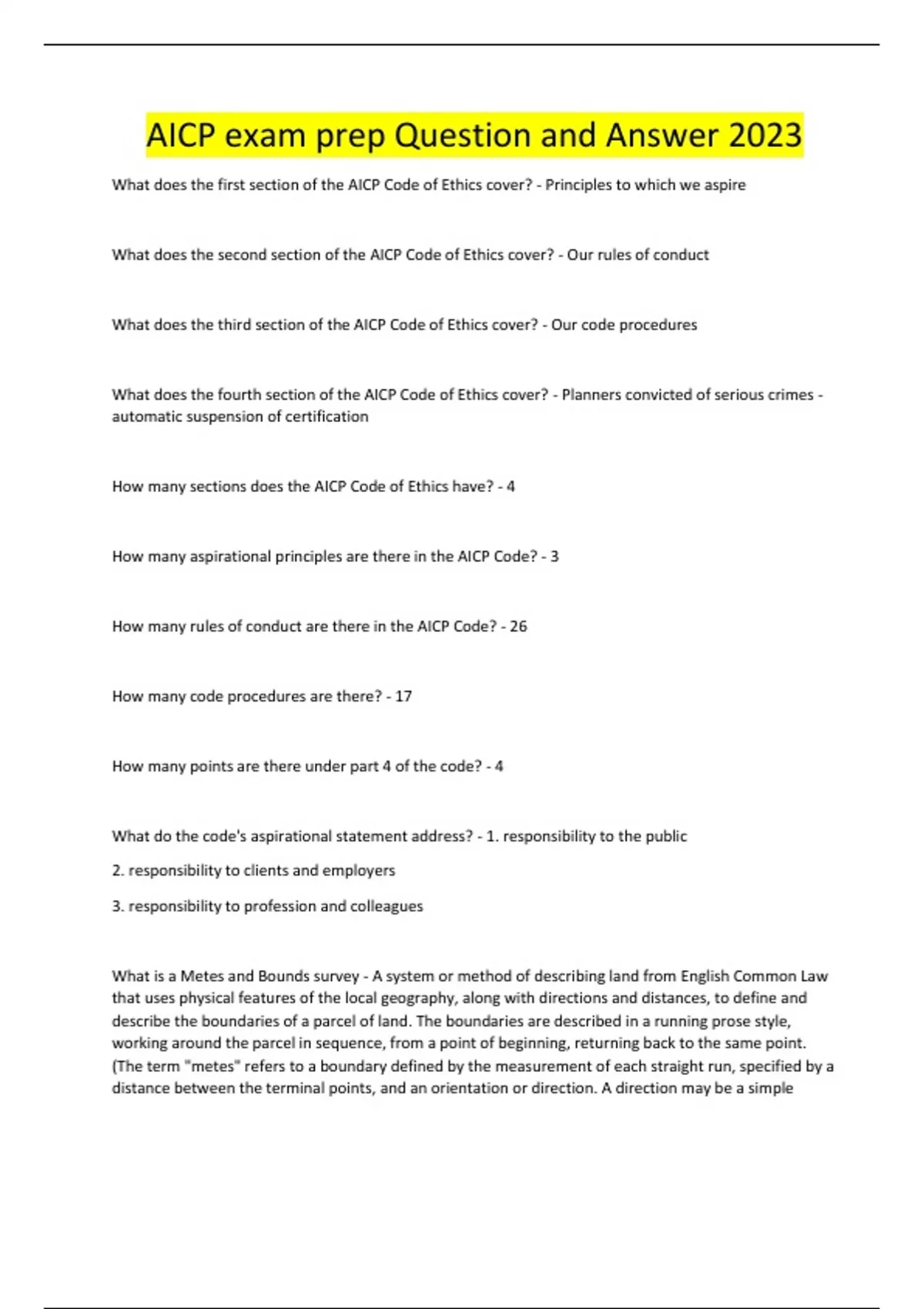 AICP exam prep Question and Answer 2023 - AICP - American Institute of ...